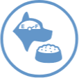 A dog and a dog food bowl icon